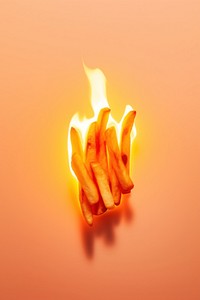 Photography of a Burning french fried fire burning fries.