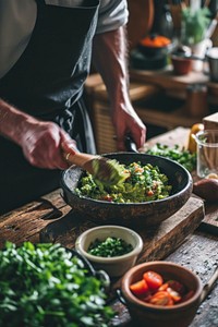 Guacamole cooking kitchen food. AI generated Image by rawpixel.