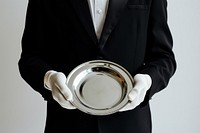 Holding plate adult photo.