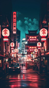  Japanese night city architecture metropolis nightlife. AI generated Image by rawpixel.