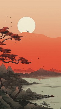 Japanese wallpaper nature landscape outdoors. AI generated Image by rawpixel.
