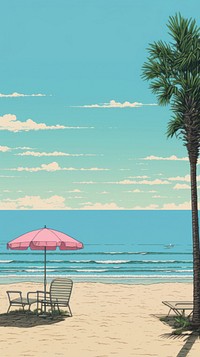  Japanese wallpaper beach furniture outdoors. AI generated Image by rawpixel.