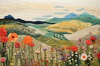 Summer landscape embroidery painting quilting.