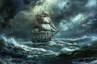 Sailing ship in an ocean sea sailboat outdoors.