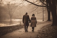 Aesthetic Photography middle age couple walking adult coat.