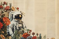 Astronaut with flower Border astronaut plant art.