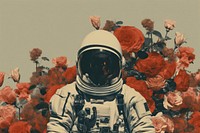 Astronaut with flower Border astronaut rose technology.