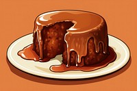 Sticky Toffee Pudding dessert icing plate. AI generated Image by rawpixel.