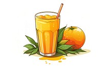 Mango juice smoothie drink white background.