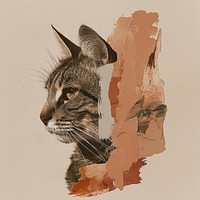 An exotic cat with a brown and brush stroke art wildlife painting.