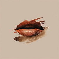 Lips with a brown brush stroke drawing art illustrated.