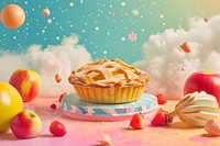 Collage Retro dreamy Apple pie dessert apple food.