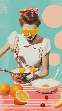 Collage Retro dreamy cooking bowl art clementine.