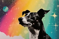 Collage Retro dreamy Greyhound mammal animal pet.