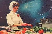 Collage Retro dreamy of cooking food adult chef.