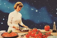 Collage Retro dreamy of cooking food astronomy galaxy.