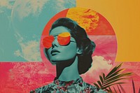 Collage Retro dreamy south asian art sunglasses painting.