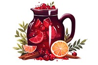 Mulled wine jug grapefruit drink.