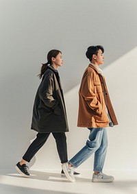 Couple walking footwear fashion.