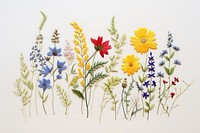 Wildflower in embroidery style pattern plant art.