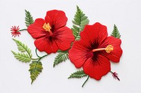 Hibiscus plant in embroidery style flower inflorescence freshness.