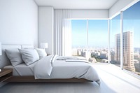 Hotel room city architecture furniture. AI generated Image by rawpixel.