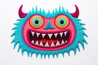 Monster in embroidery style pattern art anthropomorphic.