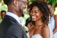 Wedding laughing outdoors married.