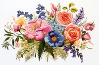 Bouquet in embroidery style pattern flower plant.