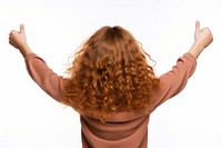 Young girl cheering open arms back white background triumphant. AI generated Image by rawpixel.