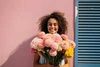Flower bouquet cheerful holding smile. AI generated Image by rawpixel.