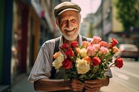 Flower bouquet cheerful holding street. AI generated Image by rawpixel.
