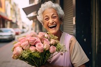 Flower bouquet cheerful laughing holding. AI generated Image by rawpixel.