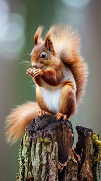 Red squirrel tree animal mammal.