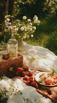  Picnic refreshment tablecloth strawberry. 