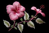 Embroidery of hibiscus blossom flower petal.