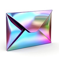 Mail icon iridescent metal white background spectrum envelope.