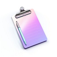 Metal checklist icon iridescent pen white background electronics.