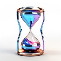 Melted hourglass metal iridescent white background deadline jewelry.