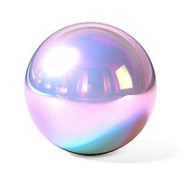 Sphere glossy iridescent white background reflection lighting.