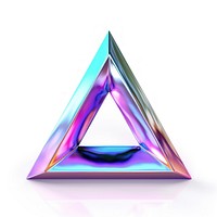 Geometric triangle iridescent metal white background creativity abstract.