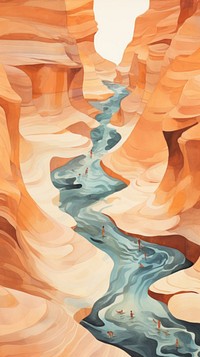 Watercolor of a canyon outdoors pattern nature.