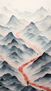 Watercolor of a mountain landscape pattern nature.
