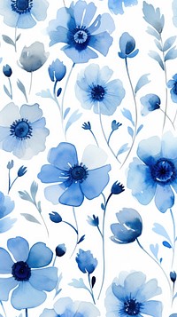 Watercolor of blue flowers pattern nature petal.
