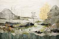 A pond landscape painting art.