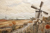 Dutch windmill landscape outdoors textile.
