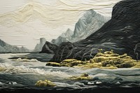 Fjord landscape painting nature.