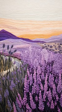 Lavenders landscape outdoors painting.