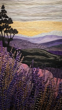 Lavenders landscape outdoors painting.