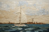 Sailboat in the sea architecture painting vehicle.